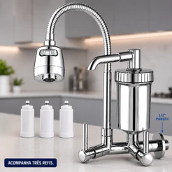 Torneira Gourmet Parede com Filtro Flexível 2 Jatos Cromada Cozinha
