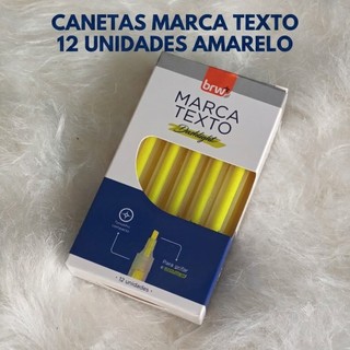 CANETA MARCA TEXTO AMARELO 12 UNIDADES ESCRITA PAPELARIA