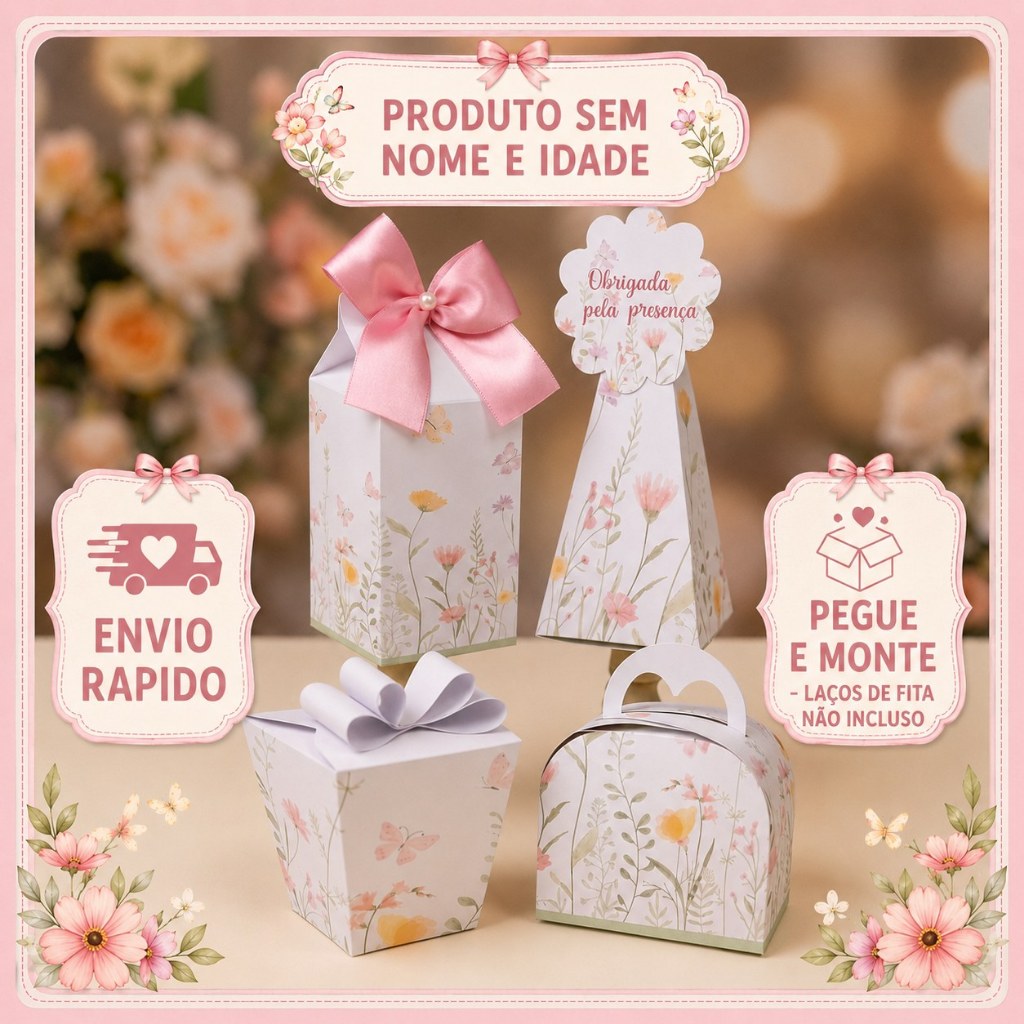 Kit Lembrancinha Floral Aquarela caixinhas jardim lembrancinha flores caixa milk florzinhas