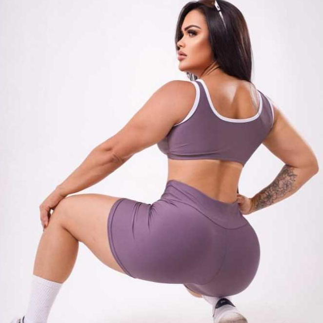 Conjunto Fitness Feminino Com Top, e Short de Cintura Alta Modelagem e Confortável , Muito  Estiloso Perfeito 💜