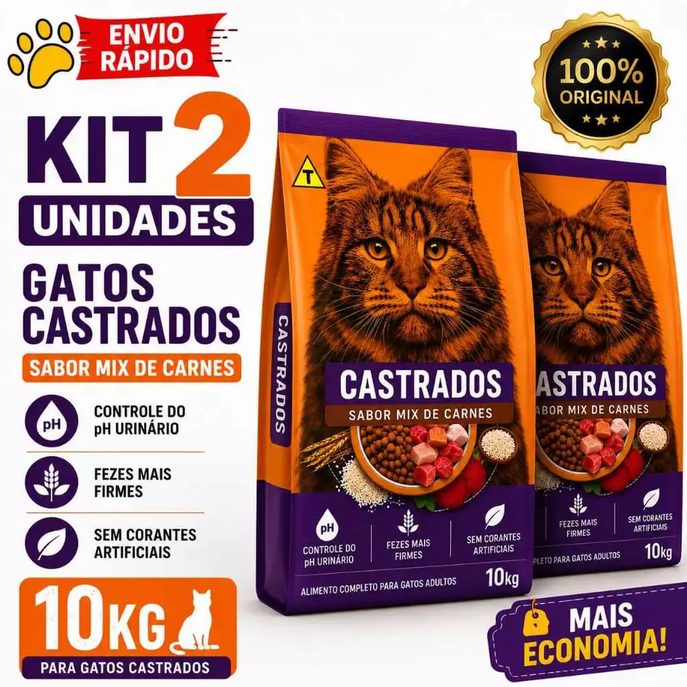 2 UNIDADES DE 10KG Ração Premium para Gatos Castrados Special Cat 10,1kg