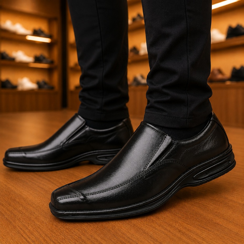 Sapato Masculino Social Footwear em Couro Legítimo Solado Antiderrapante Palmilha Confortável Premium