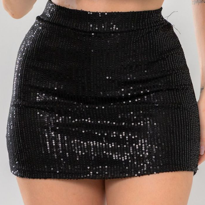 Shorts Saia Feminino Paetê  Brilho Cintura Alta Festa Balada Moda Blogueira