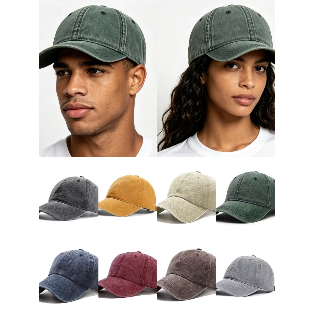 Boné Estonado Aba Curva Vintage Dad Hat Liso Unissex Regulável Masculino Feminino Algodão Premium