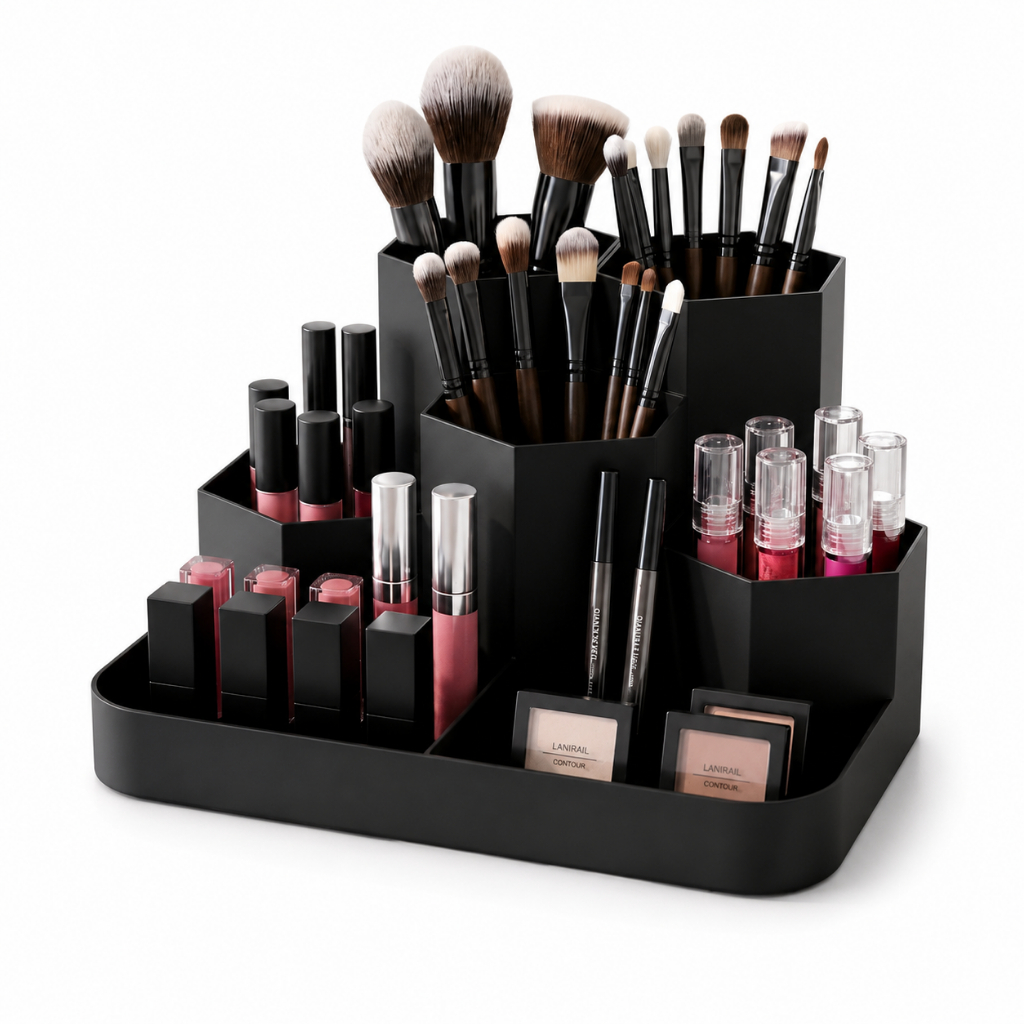 Organizador de Maquiagem para Penteadeira Porta Batom Pincéis Cosméticos Esmaltes Skincare com Divisórias
