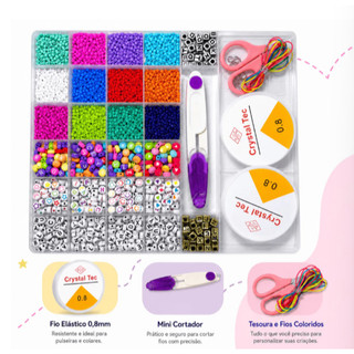 Miçangas para Fazer Pulseira Infantil Colorida Bijuteria Colar Phone Strap 1800 pçs