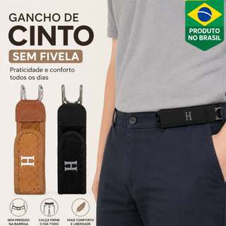 Cinto Elástico Invisível Ajustável Preto ou Caramelo - Design Sem Fivela, Elástico, Unisexx