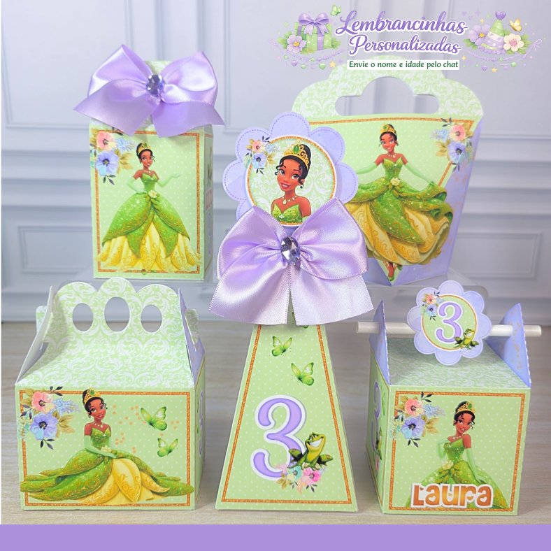 Kit Personalizados Princesa Tiana A princesa e o Sapo Lembrancinha Festa Aniversário (PEGUE E MONTE )