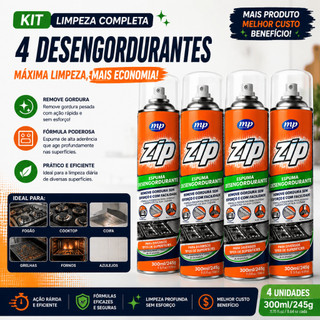 Espuma Desengordurante Spray Limpeza de Cozinha, Fogão e Gordura Pesada Zip Clean