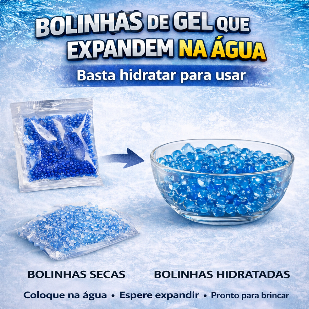 Bolinhas de Gel Desidratadas que crescem na água (7 à 8 mm) Para Arma De Munição