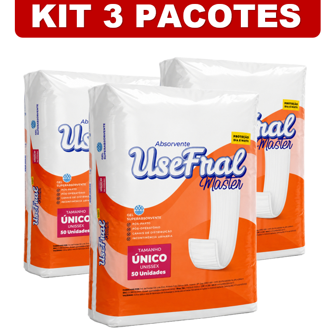 kit 3 Pacotes Absorvente Geriátrico Adulto Unissex - 150 UND