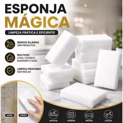 Kit 10 20 30 Esponjas Mágica Bucha Melamina Tira Mancha Original Desengordura Limpeza Incrivel