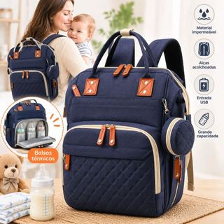 Mochila Bolsa Maternidade Original Impermeável Porta mamadeira Fralda Menina Menino Alta …