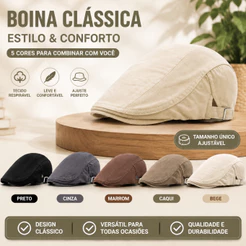 Boina Italiana Unissex, Com Fivela Ajustável, Superleve E Macia, No Estilo Gatsby