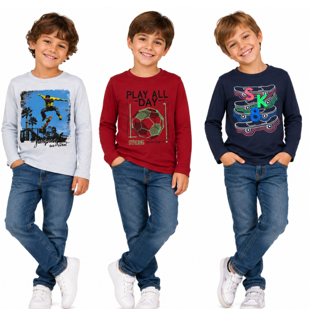 Kit 3 Camisetas Meninos Sortidas Estampadas Tamanho 14 - Moda Inverno masculina infantil conforto