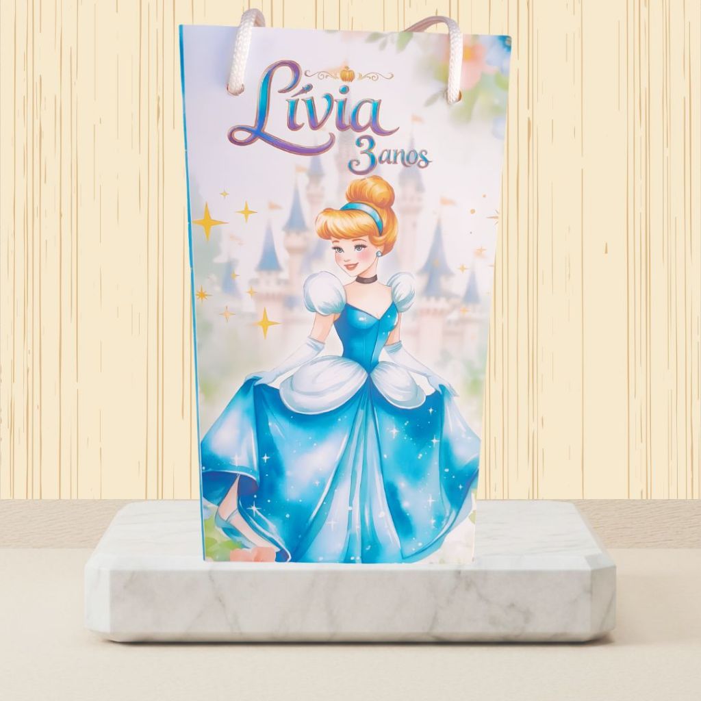 kit Sacolinha Personalizada Cinderela  Princesa festa infantil