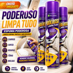 Kit Espuma Limpa Tudo 300ml Para Sofá Tênis Banco Carro Couro Tapete Estofado Multiuso