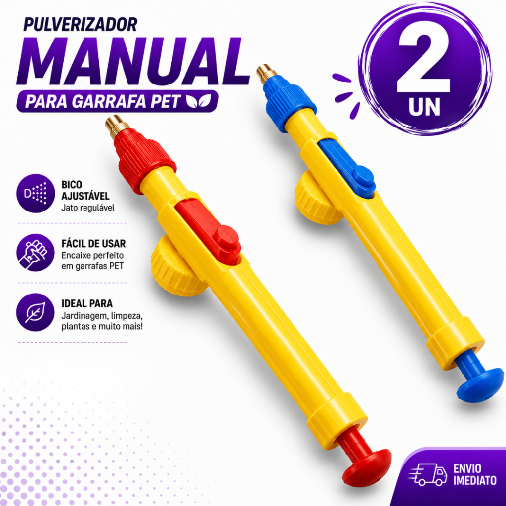 Kit 2 Pulverizador Spray Manual Adaptador para Garrafa PET - Jardinagem e Limpeza