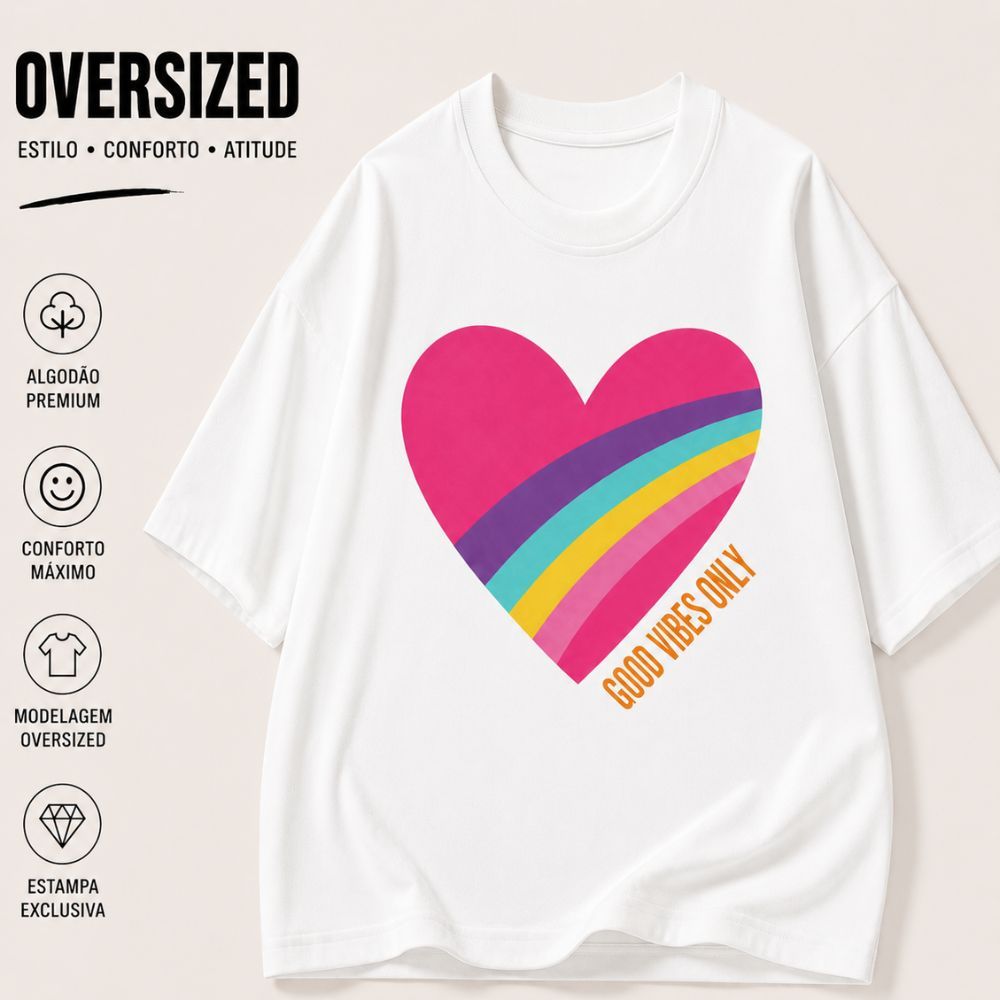 Blusa Verão Menina Infantil Oversized Tamanho 4 ao 16 Good Vibes