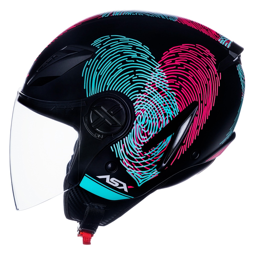 Capacete Moto Aberto Asx City Air Passion Preto Rosa Tiffany