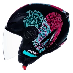 Capacete Moto Aberto Asx City Air Passion Preto Rosa Tiffany