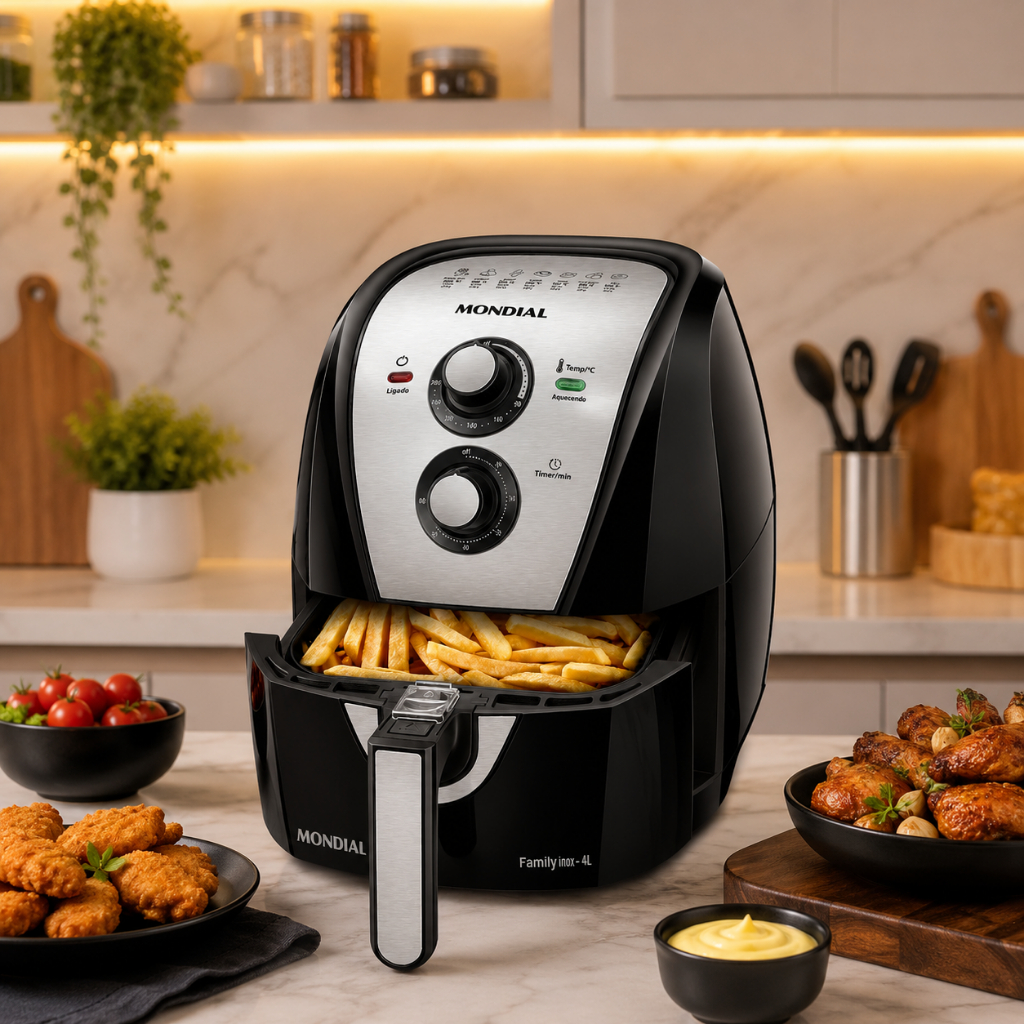 Fritadeira Sem Óleo Air Fryer Mondial Family 4l Afn-40-bi Preto/inox 220v
