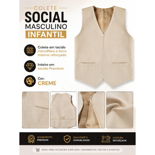 Colete Social Infantil Tecido Premium Com Regulagem