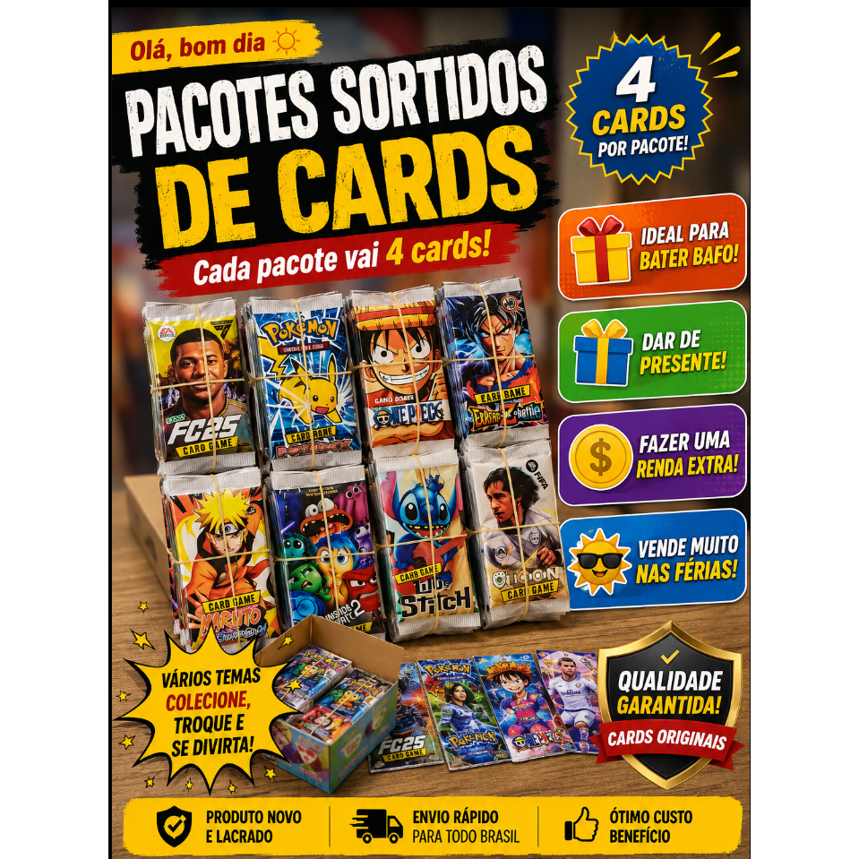 400 Cards Figurinhas Com 100 Pacotinhos Atacado Cartas Bafô Modelos Variados Fechados atacado LEMBRANCINHA PRESENTES