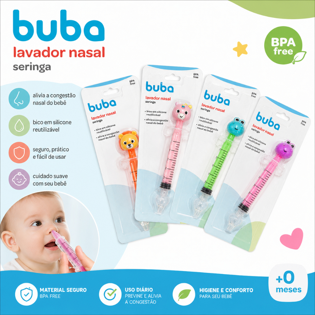 Lavador Nasal Seringa Buba Animais Zoo Leão Dino Unicórnio