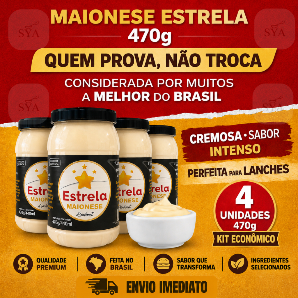 Maionese Estrela Gourmet 470 g Kit com 4 unidades Envio imediato