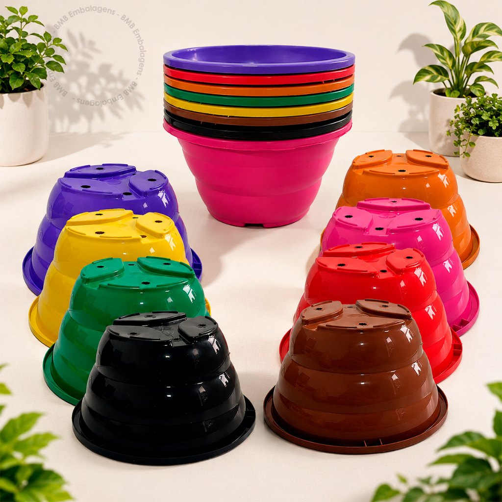 Kit 10 Vasos Cuia 13 Colorido Qualidade Premium Resistente Plantas Jardim Horta Flores Samambaia Multiuso