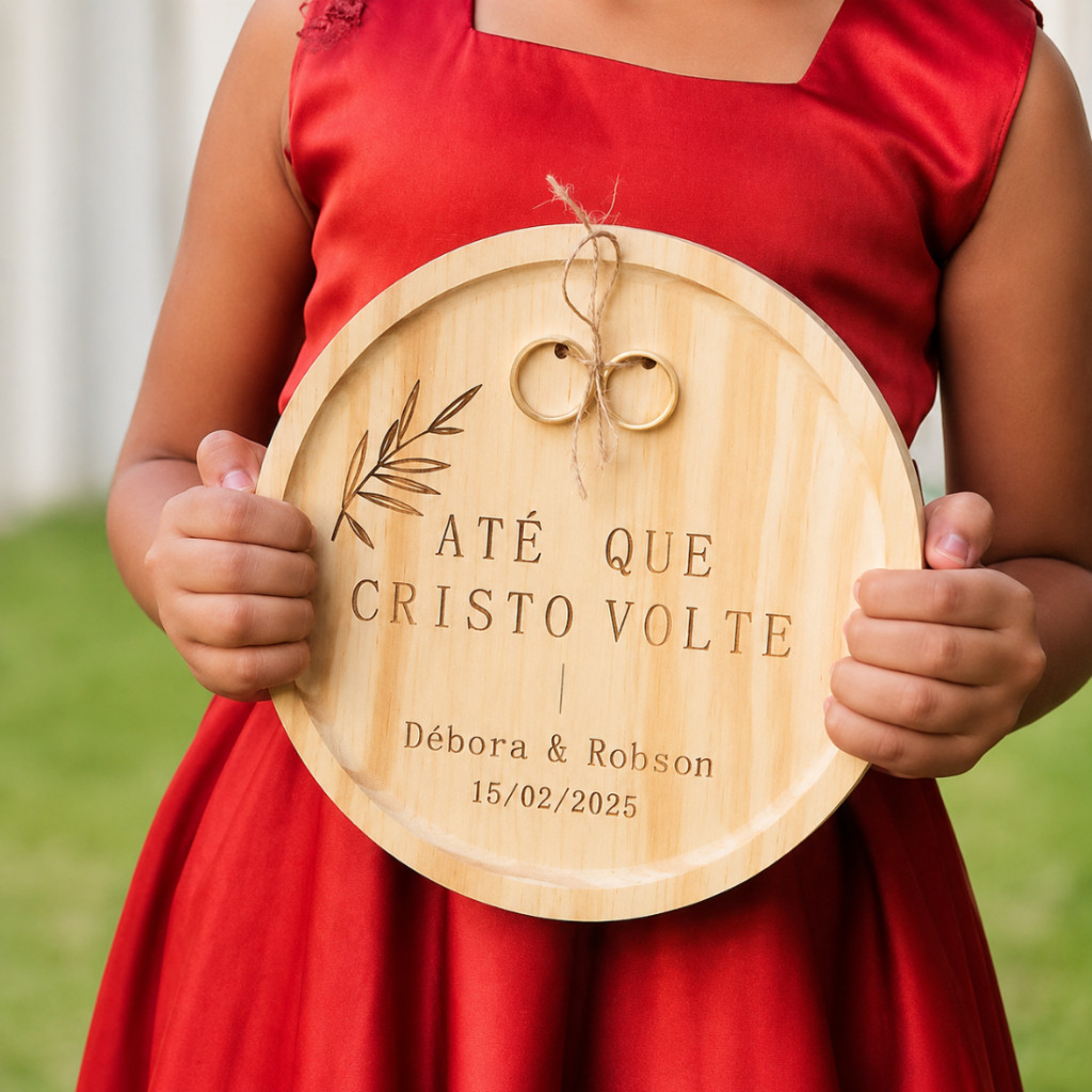Porta Alianças Personalizado Madeira Pinus 18cm Gravação Laser Casamento Noivado Presente Casal
