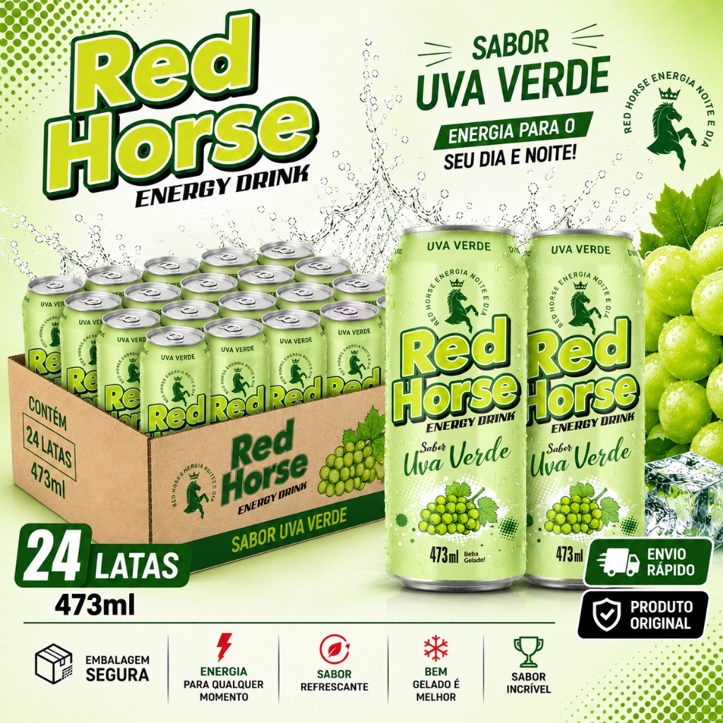 Red Horse Uva Verde 473ml Pack 6 12 24 Latas Energético — imagem 2 de 2
