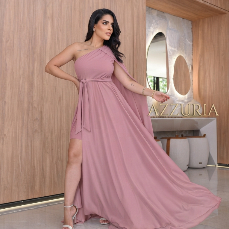 VESTIDOCOM FENDA ELEGANTE LONGO PARA CASAMENTO, MADRINHA E FORMATURA