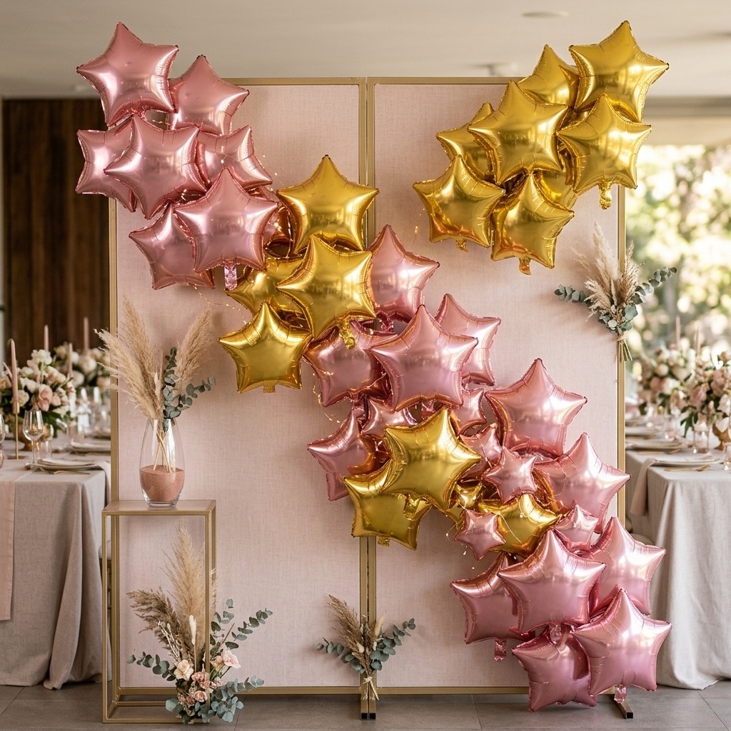 10/50Unid Balão Estrela Metalizado 10" Poleg 25cm Decoração Painel Dia Crianças Comemoração Churrasco