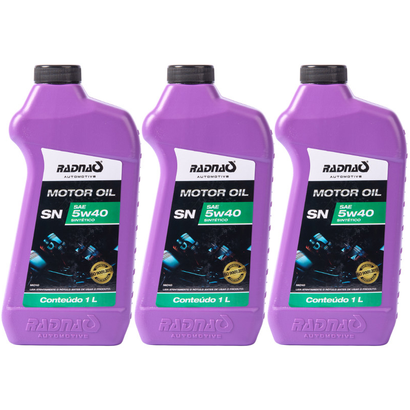 Kit 3L Óleo De Motor 5W40 API SN Sintético Radnaq 1 Litro