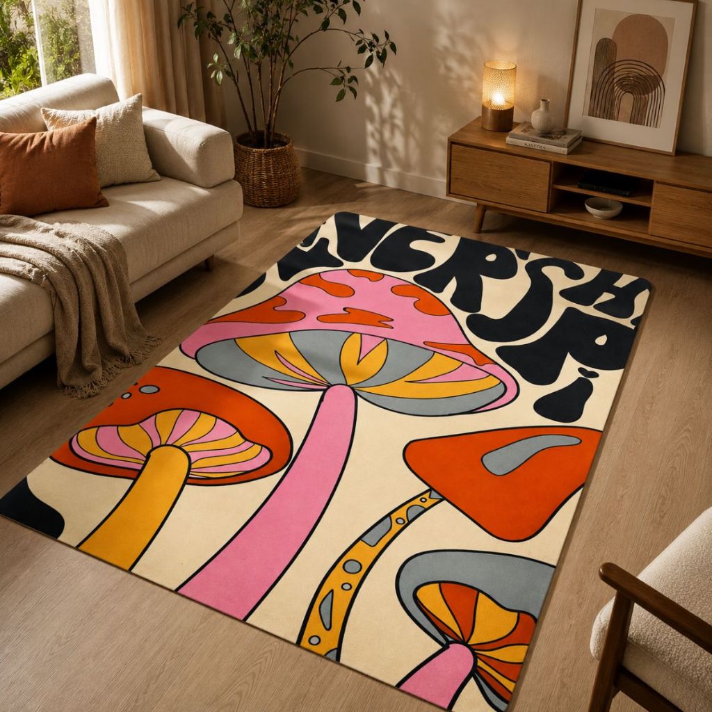 Tapete Sala Decorativo Aestetic 118x70cm Antiderrapante Quarto e Escritório