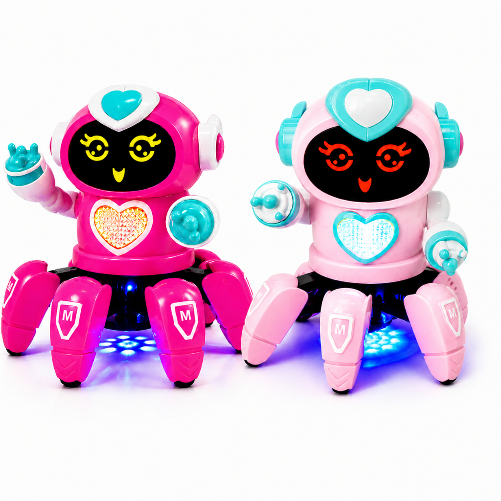 Robô Lady Face Digital Aranha Dançante Rosa Som Luz E Movimento Brinquedo Infantil