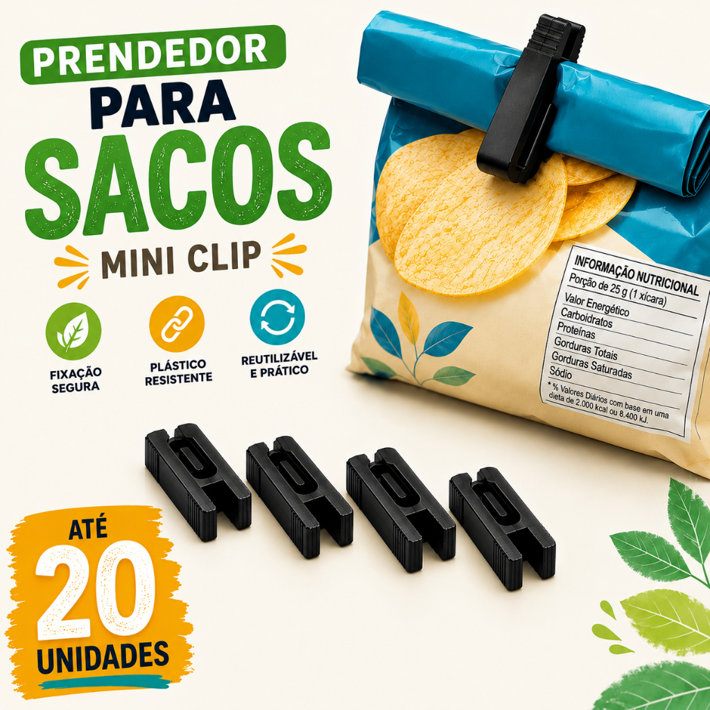 Kit Prendedor Clip Fecha Embalagens Presilha Para Fechar Saco Alimentos