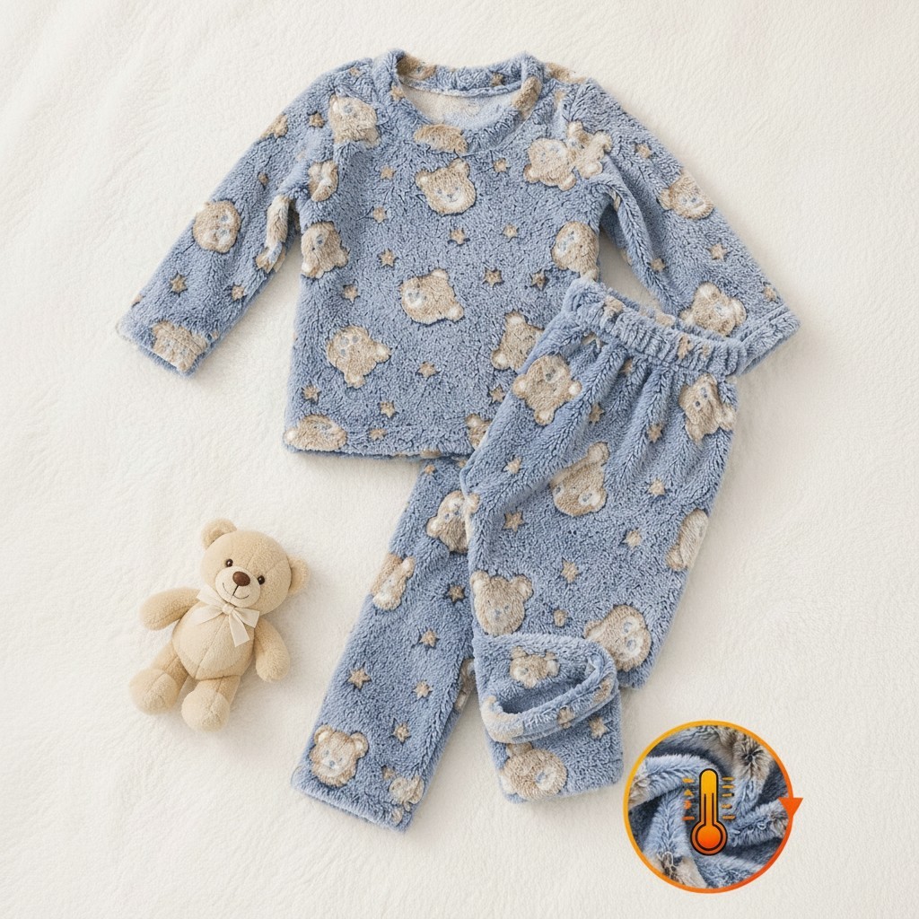 Pijama Fleece Infantil Bebê Frio Conjunto Inverno Manga Longa  Peluciado Quentinho