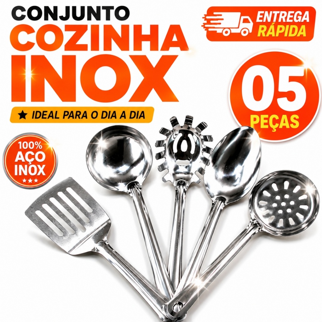 Concha Feijão, Colher Arroz Grande, Espátula Vazada,Pegadora Macarrão  Massa E Escumadeira Kit Inox Cozinha, Restaurante