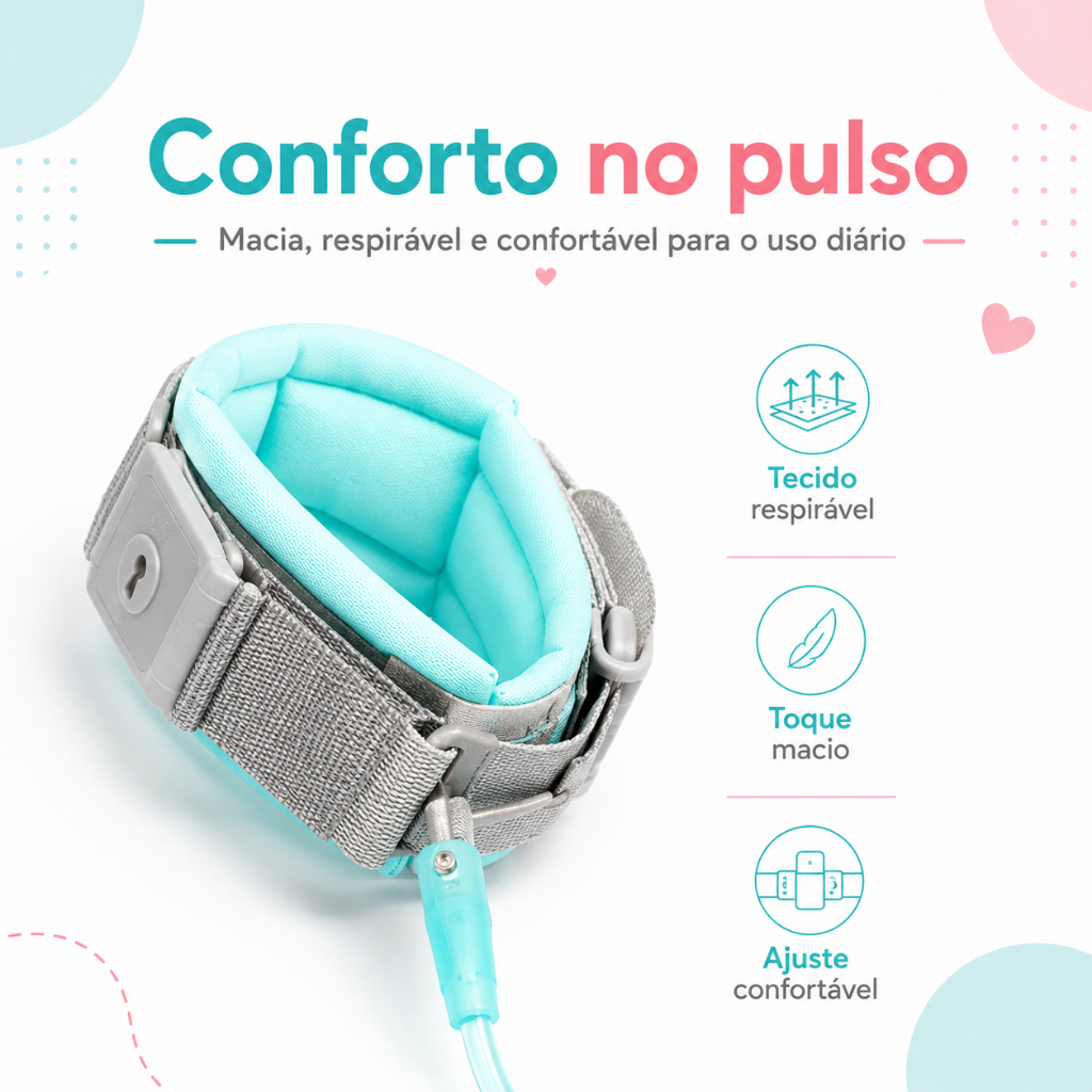 Pulseira Guia de Segurança Infantil com Trava Cabo Espiral Reforçado Ajustável — imagem 2 de 2