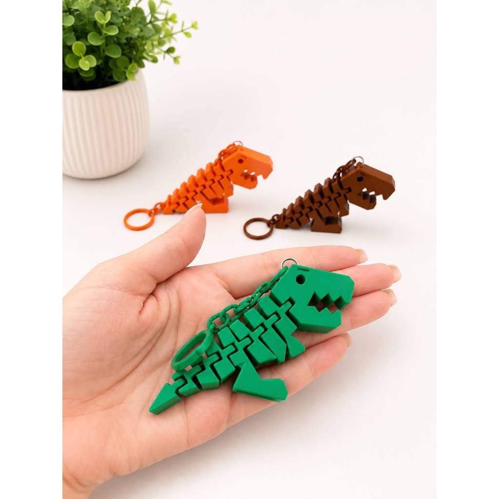 Lembrancinha Dinossauro Articulado Personalizada com Cartão - Chaveiro para Aniversário Infantil