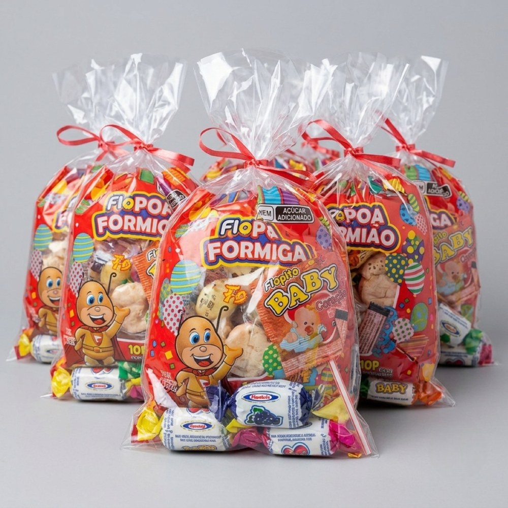 Kit Saquinho de Doces Lembrancinha para Festas Aniversário Com Doces Pronto para Uso
