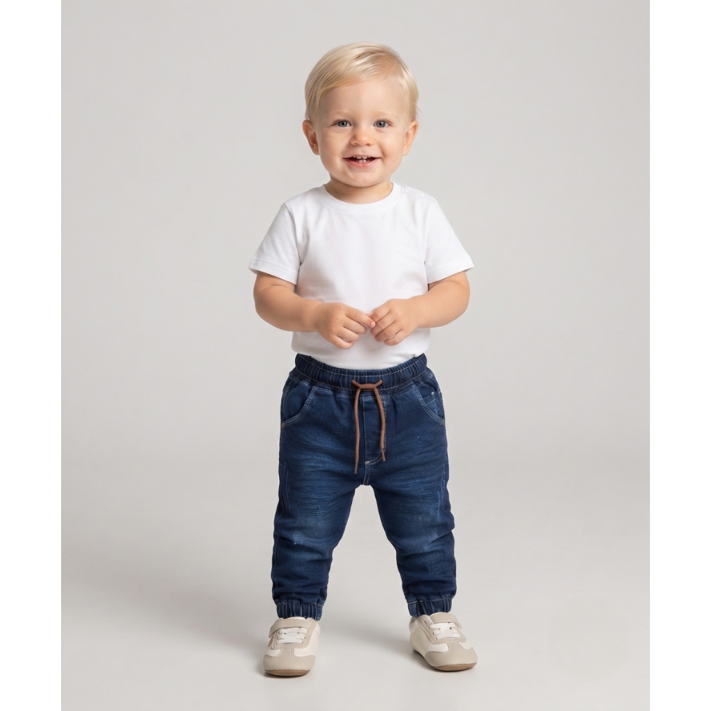 Calça bebe jeans culote com elastano Tam P M G