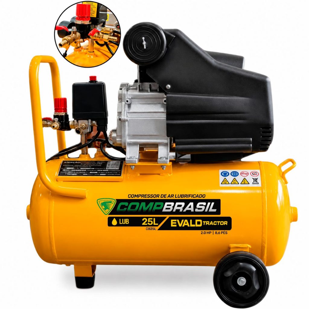Compressor Port. LUB 8,6 PES 2,0HP 25L EVALD TRACTOR COMPBRASIL