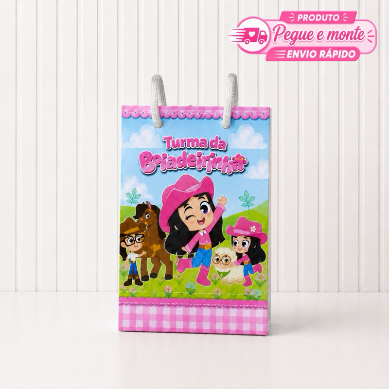 Sacolinha Pequena Turma da Boiadeirinha Personalizada Lembrancinha para Festa Aniversário Enviado Desmontado