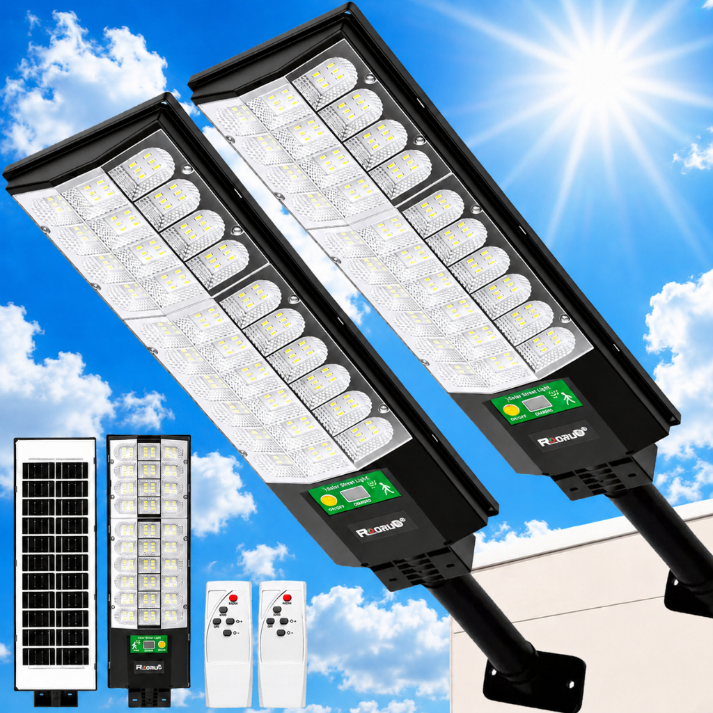 Kit 2 Luminária Solar Externa Holofote Solar 2200W/2000W/1800W/1600W Potente com Controle