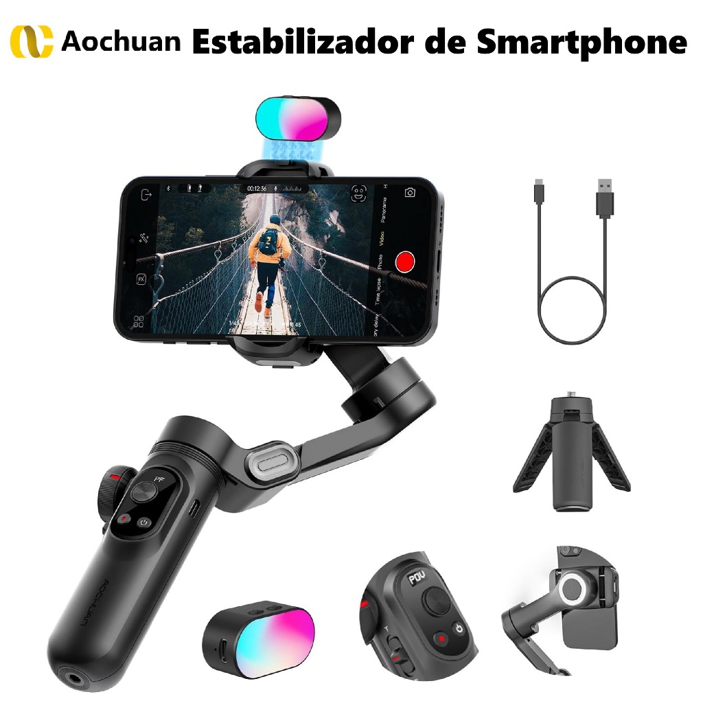 AOCHUAN SMART X PRO Estabilizador de Smartphone 3 Eixos Display OLED Rastreamento Facial AI 4.0