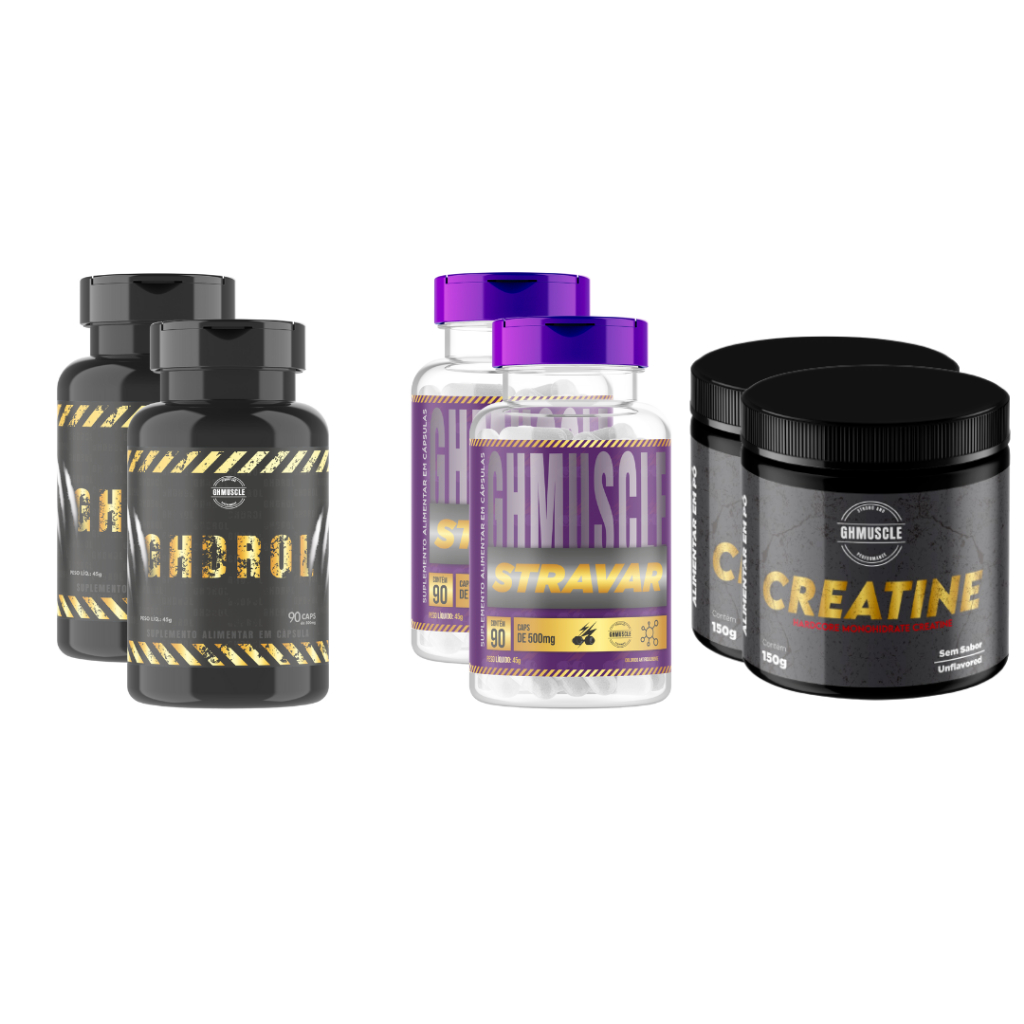 2 Ghdrol + 2 Stravar + 2 Creatina - Laboratório Ghmuscle